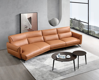 Mokdern 4-Seat Curved Leather Sofa