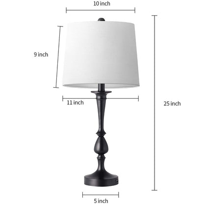 Mokdern Table Lamp Set of Two, Bedroom Table Lamp, Black Hardware