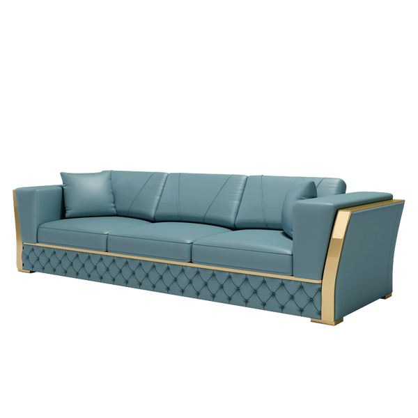 Mokdern Standard 3-seat Square arms Leather sofa