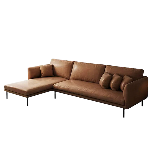 Mokdern L shaped 3-seat living room leather sofa