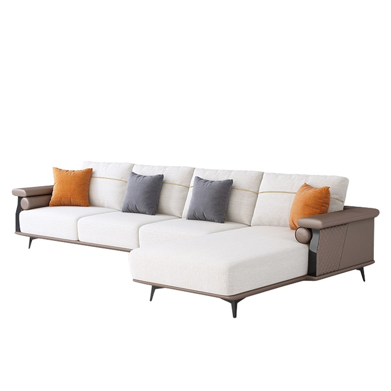 Mokdern L-Shaped modular 4-seat leather sofa