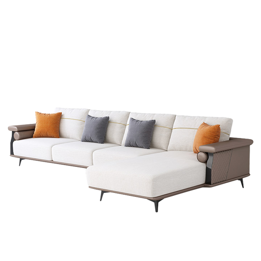 Mokdern L-Shaped modular 4-seat leather sofa