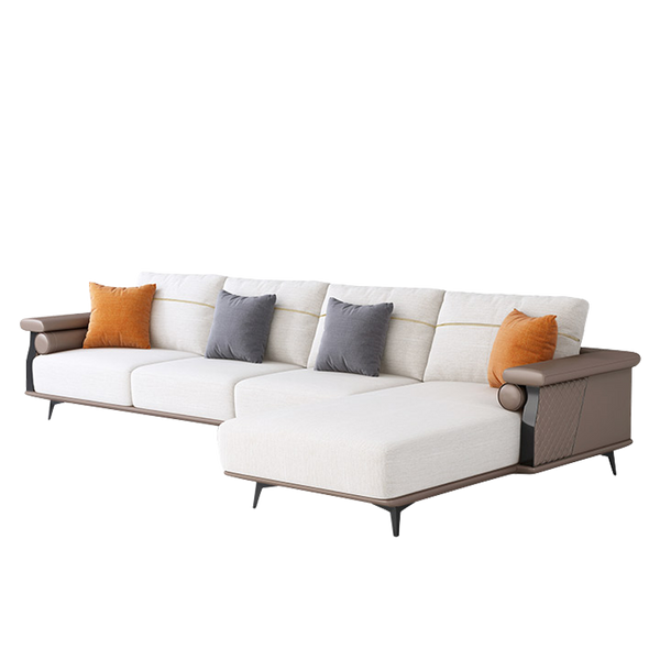 Mokdern L-Shaped modular 4-seat leather sofa