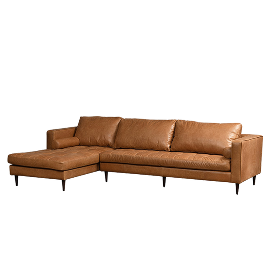 Mokdern 3-seat L shaped living room leather sofa