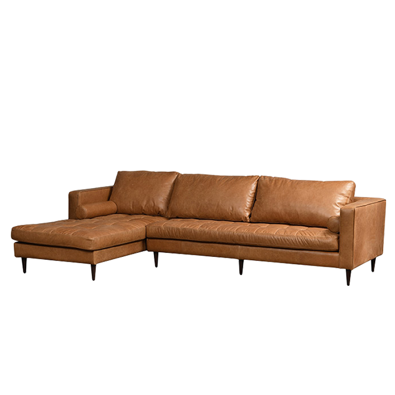 Mokdern 3-seat L shaped living room leather sofa