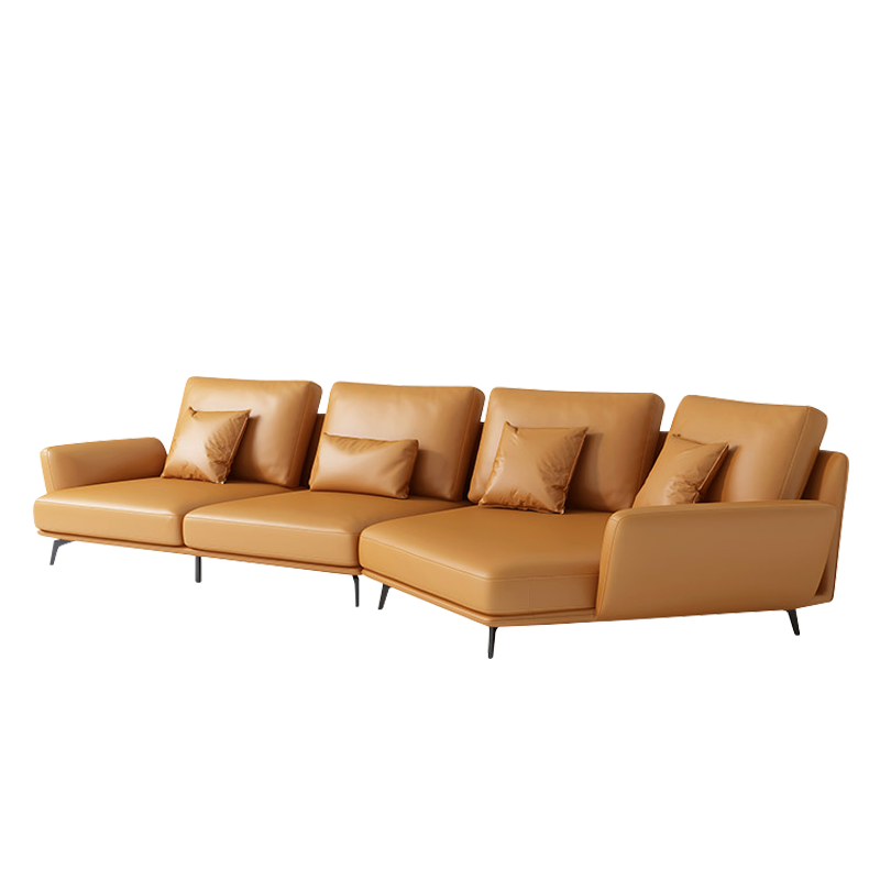 Mokdern curved 4-seat living room leather sofa