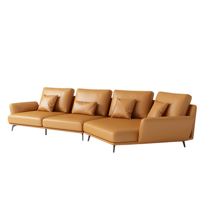 Mokdern curved 4-seat living room leather sofa