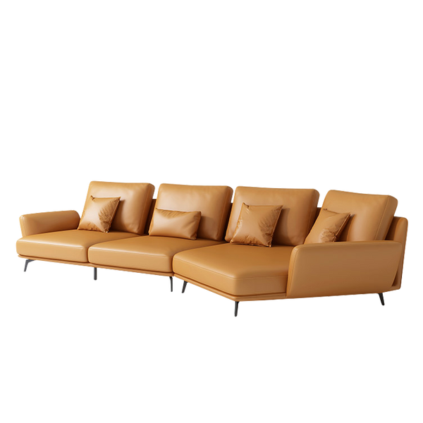 Mokdern curved 4-seat living room leather sofa