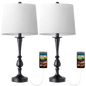 Mokdern Table Lamp Set of Two, Bedroom Table Lamp, Black Hardware