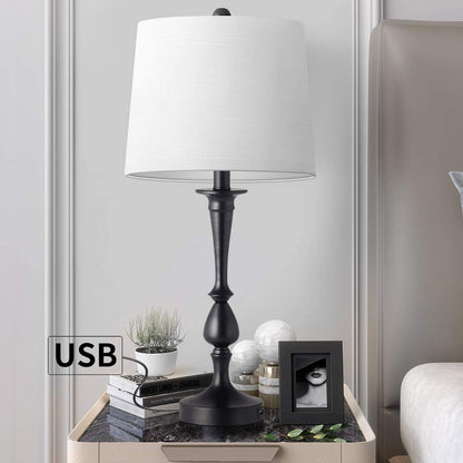 Mokdern Table Lamp Set of Two, Bedroom Table Lamp, Black Hardware