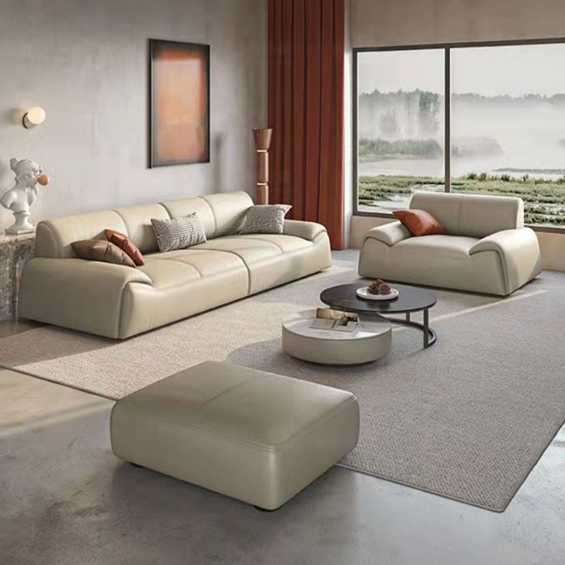 Mokdern 4-Seat standard round arms leather sofa