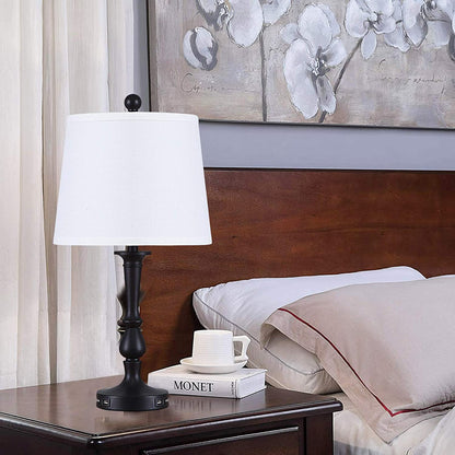Mokdern Table Lamp Set of Two, Bedroom Table Lamp, Black Hardware