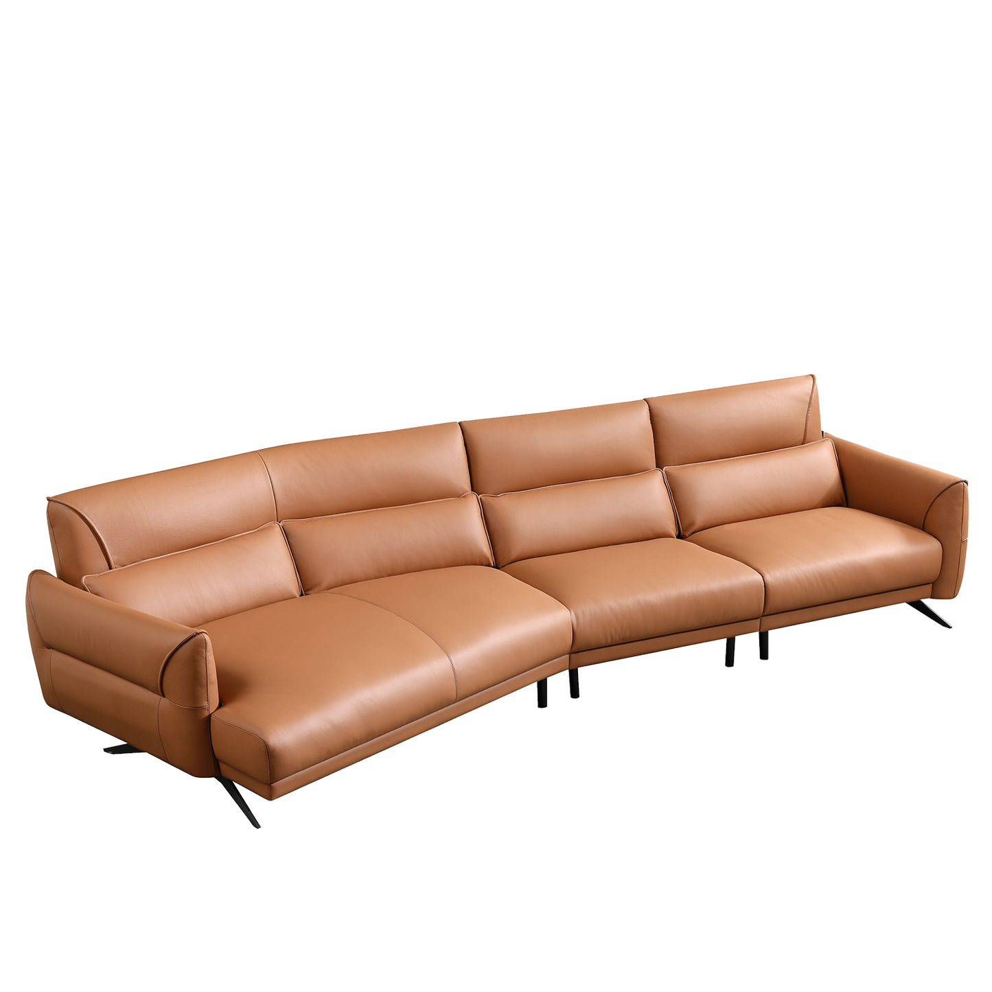Mokdern 4-Seat Curved Leather Sofa