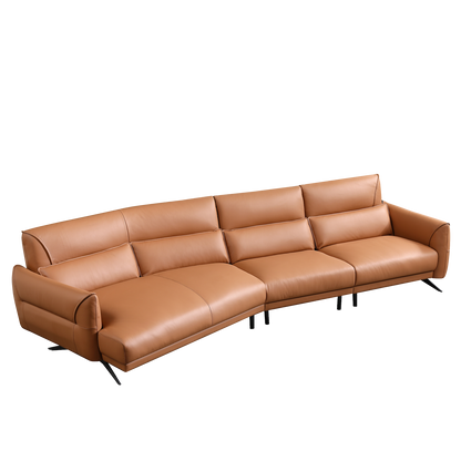 Mokdern 4-Seat Curved Leather Sofa