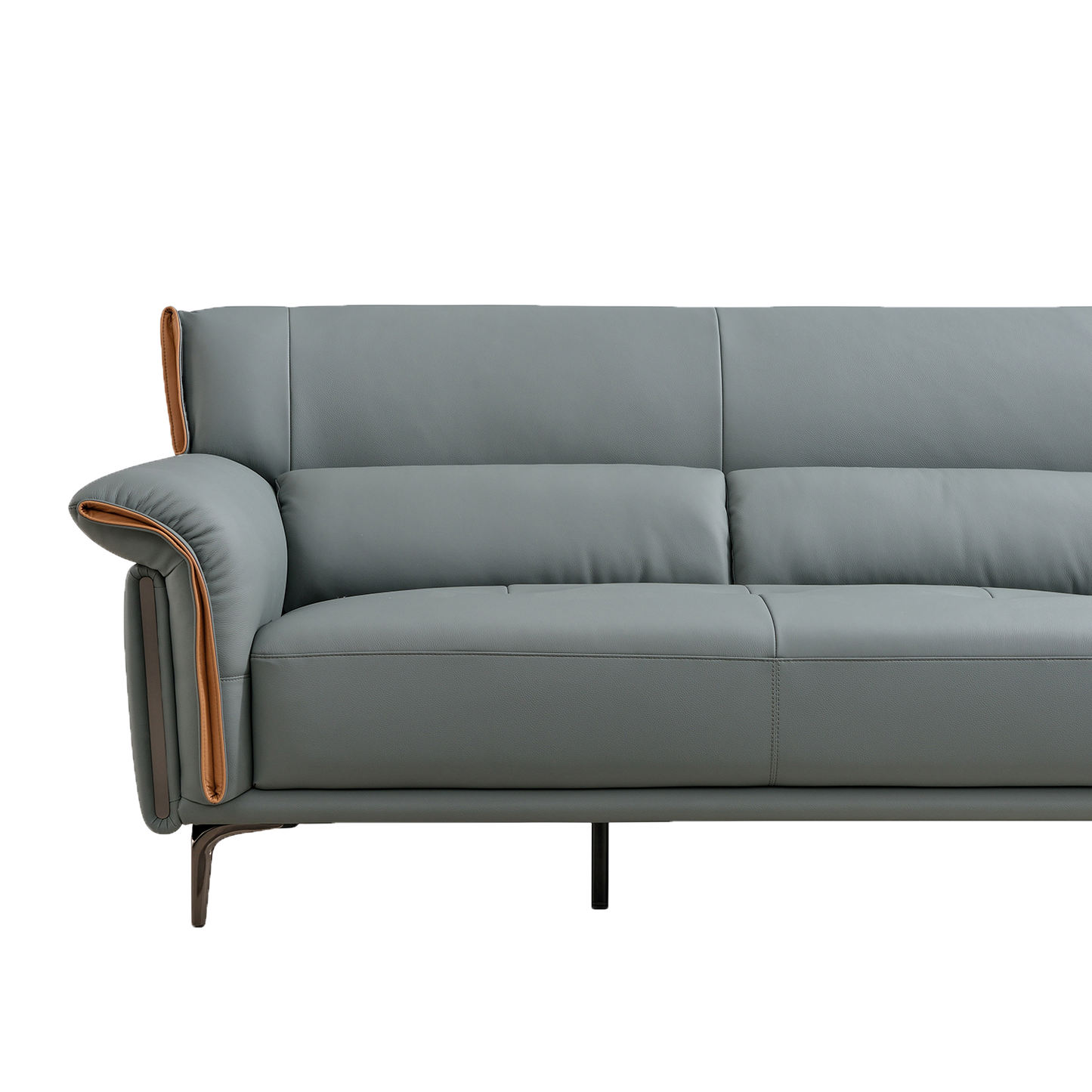 Mokdern European Style 4-Seat Leather Sofa With Footrest