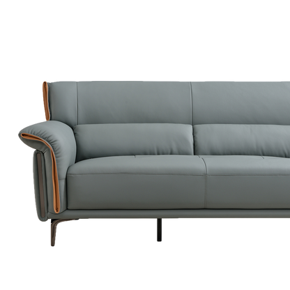 Mokdern European Style 4-Seat Leather Sofa With Footrest