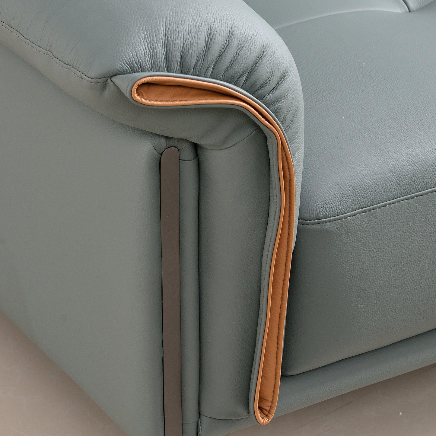 Mokdern European Style 4-Seat Leather Sofa With Footrest