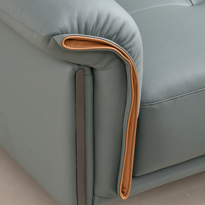 Mokdern European Style 4-Seat Leather Sofa With Footrest