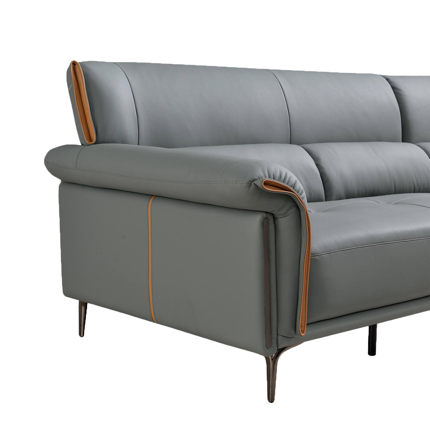 Mokdern European Style 4-Seat Leather Sofa With Footrest