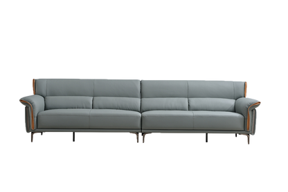 Mokdern European Style 4-Seat Leather Sofa With Footrest