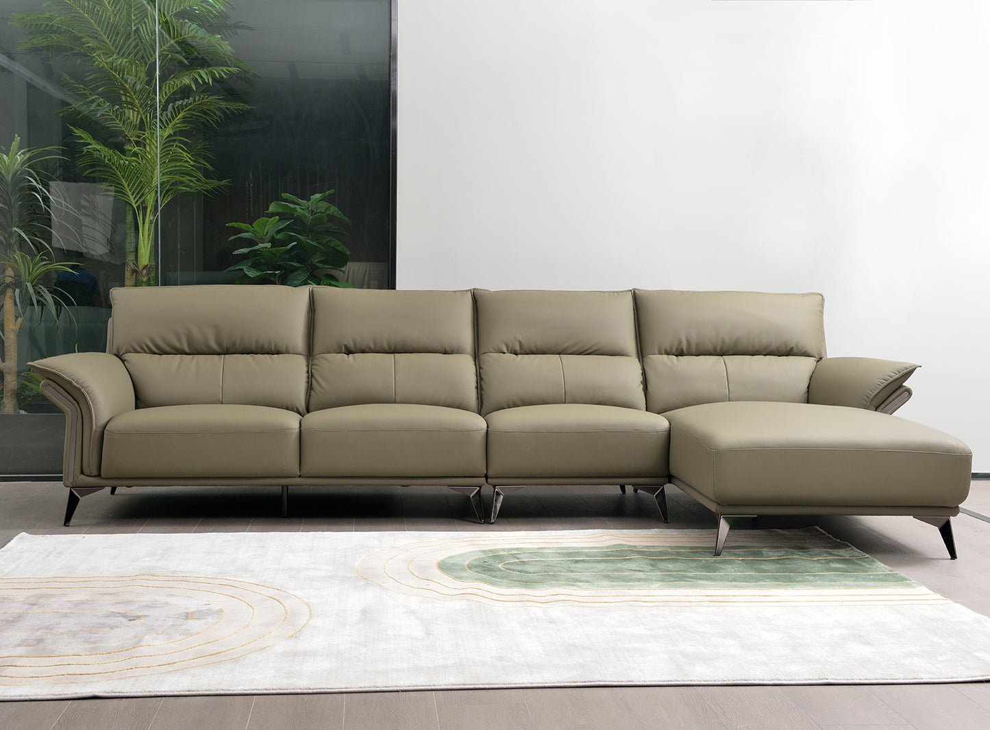 Mokdern L-shaped 4-seat Modular leather sofa