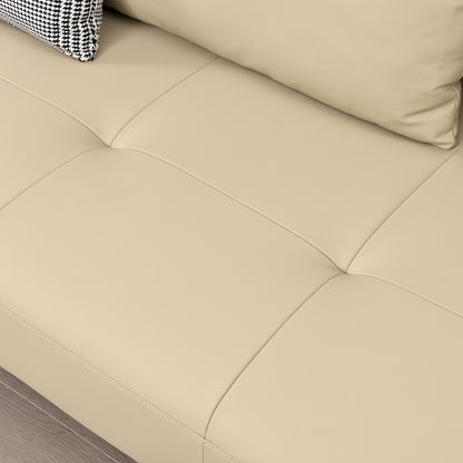 Mokdern 4-seat stitching leather sofa with footrest and wood box