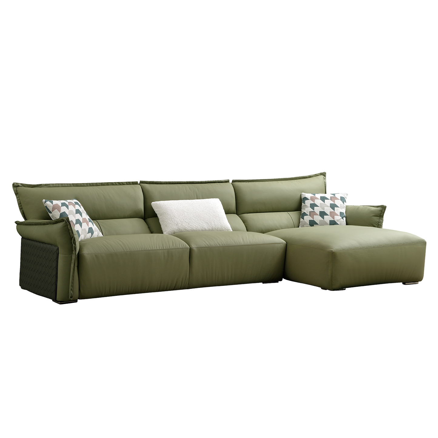 Mokdern L-shaped 3-seat leather sofa