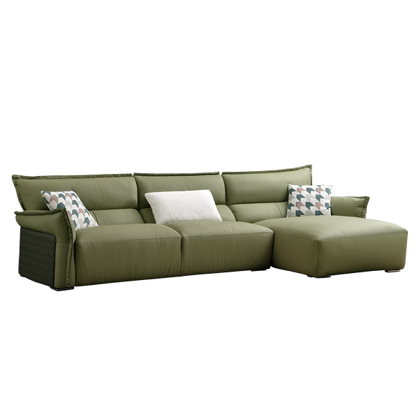 Mokdern L-shaped 3-seat leather sofa