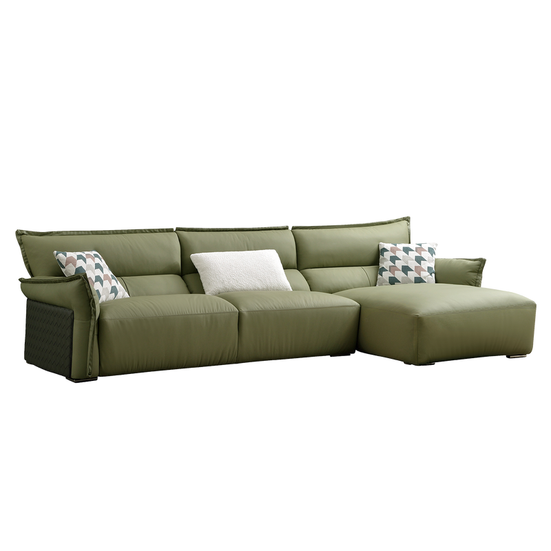 Mokdern L-shaped 3-seat leather sofa