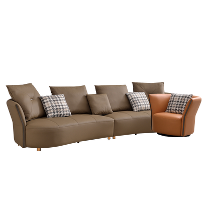 Mokdern four-seater Modular leather sofa with single seat