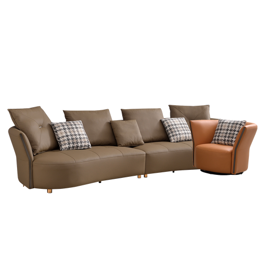 Mokdern four-seater Modular leather sofa with single seat
