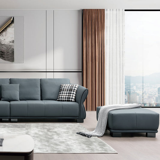 Mokdern Standard 4-Seat leather Sofa With Footrest